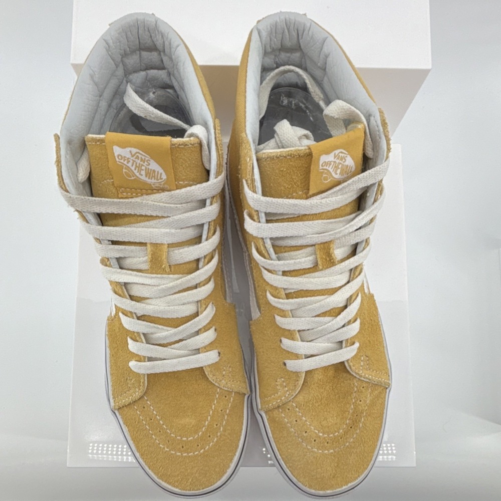 VANS Sk8 Hi High Top Skateboard Shoes Yellow Golden Brown Suede Canvas Lace Up - Picture 6 of 12